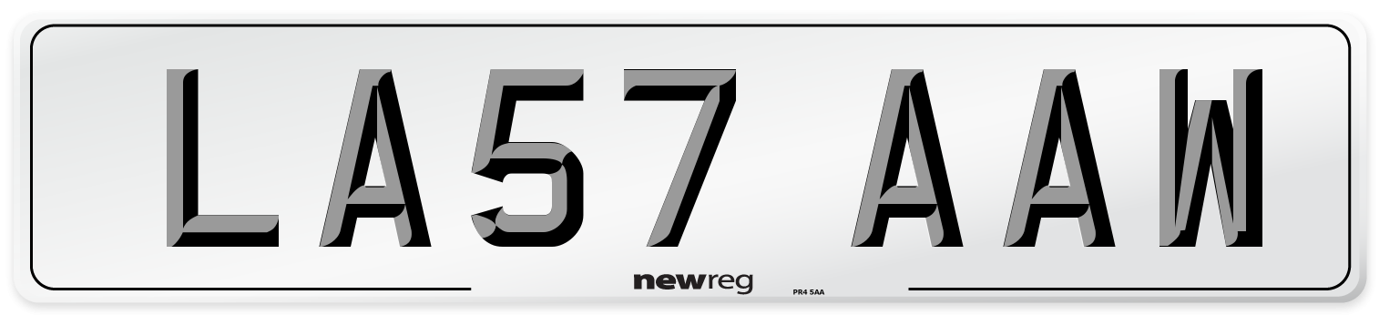 LA57 AAW Number Plate from New Reg